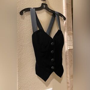 Black Velvet (Oleg Cassini Black Tie) cross strap (in back) sexy evening top, 4